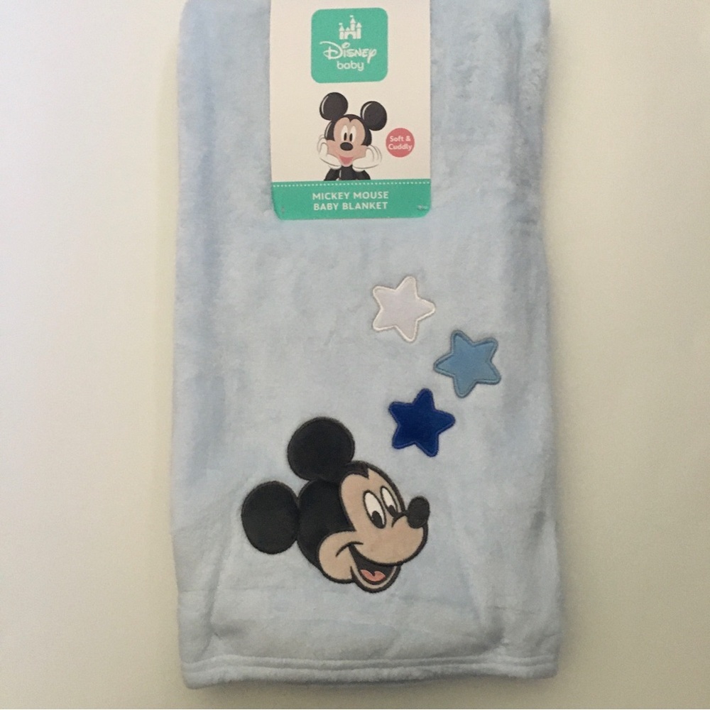 Disney Baby Light Blue Mickey Mouse Plush Baby Blanket